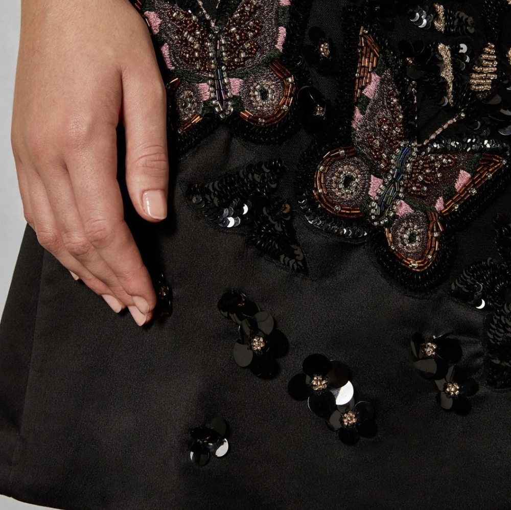 🍒NWT🍒 TED BAKER SEQUINE BUTTERFLY COCKTAIL DRESS - Picture 6 of 13